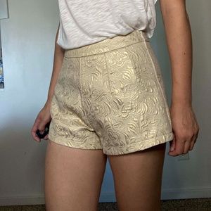 Cream and Gold Brocade Shorts, S